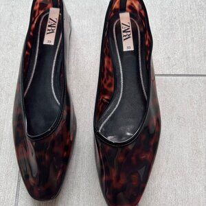 Zara Tortoise Shell Effect Soft Ballet Flats